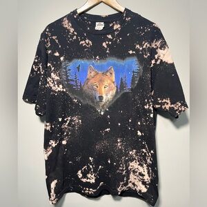 Vintage Y2K bleached wolf, nature, graphic T-shirt, men’s XL